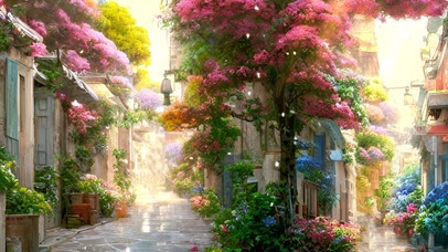阳光鲜花小巷