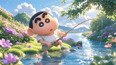 蜡笔小新钓鱼