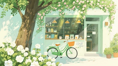 清新街道咖啡店