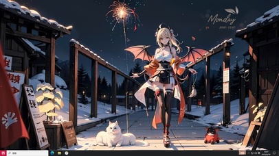 4k夜晚烟花宵宫美少女