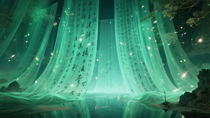 震撼绝美！超仙气绿如意书法纱幔
