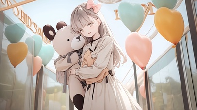 儿童节可爱女孩游乐园