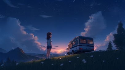 山野露营少女