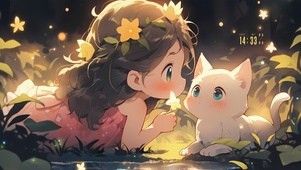 星夜少女与猫