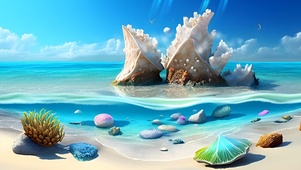 蓝色海滩