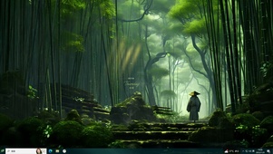 护眼主题 雨雾竹林