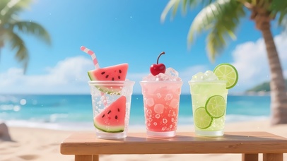 清凉解暑果汁桌面