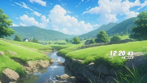 护眼绿景小溪