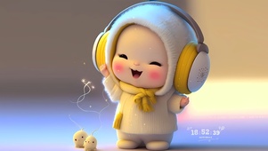 可爱听音乐兔