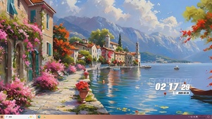 白云树木海景桌面主题