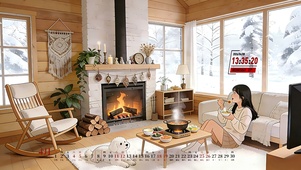 雪天小木屋吃火锅