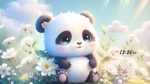 可爱熊猫花花