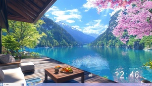湖景春樱花