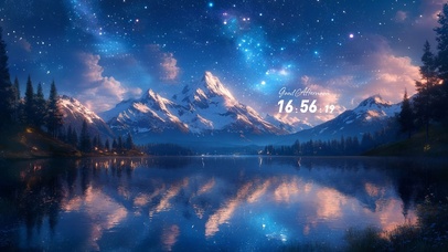 唯美星空山脉湖泊