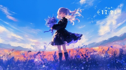 初秋花束女孩