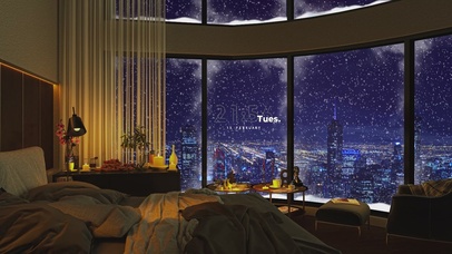 4K唯美治愈飘雪房间