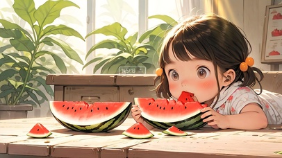 吃西瓜的女孩