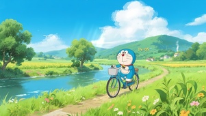 哆啦A梦乡村骑行