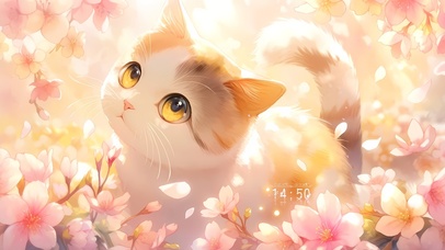 樱花树下大眼猫