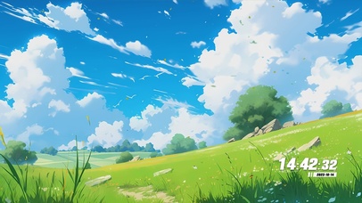 护眼蓝天白云草地