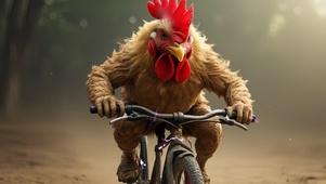 十二生肖之鸡骑单车