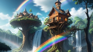 彩虹瀑布树屋