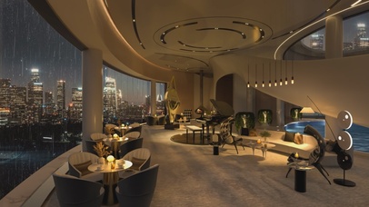 唯美治愈雨夜城市奢华房间