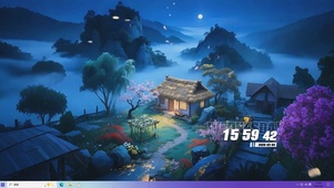 夜景古风树木桌面主题