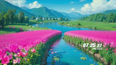 蓝天白云花草树木