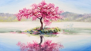 唯美樱花油画