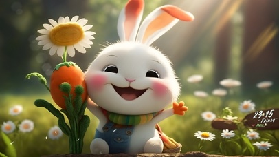 开怀大笑的兔兔(动物动态壁纸) - 动态壁纸下载 - 元气壁纸