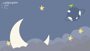 简约星空月亮星星星球