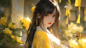古风黄裙少女