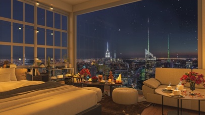 唯美治愈雪夜城市房间