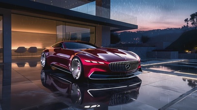 4K雨天豪华奔驰跑车