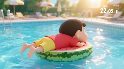 夏日泳池小新
