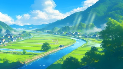 绿色稻田 治愈 