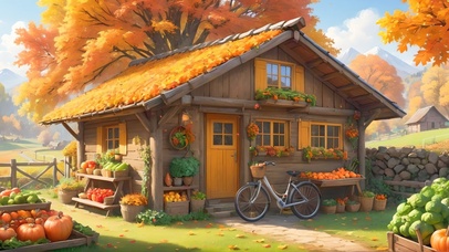 秋天温馨小木屋