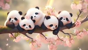 树枝上的熊猫