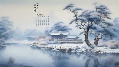 江边雪景