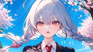 樱花树下美少女