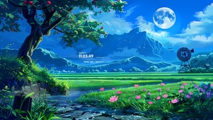 夜空宁静麦田荷花
