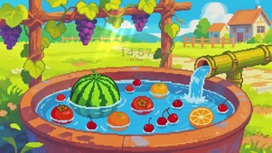 像素风田园：水果池畔的夏日童话