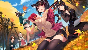落叶中的美少女