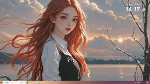 霞光下的美女