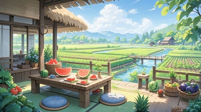 小桥流水西瓜小屋