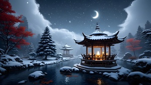 雪中小亭