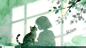 窗台少女与猫