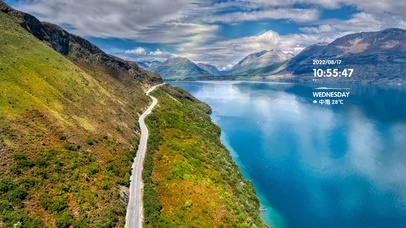 蓝天白云青山湖畔