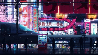 东京樱花城市街道